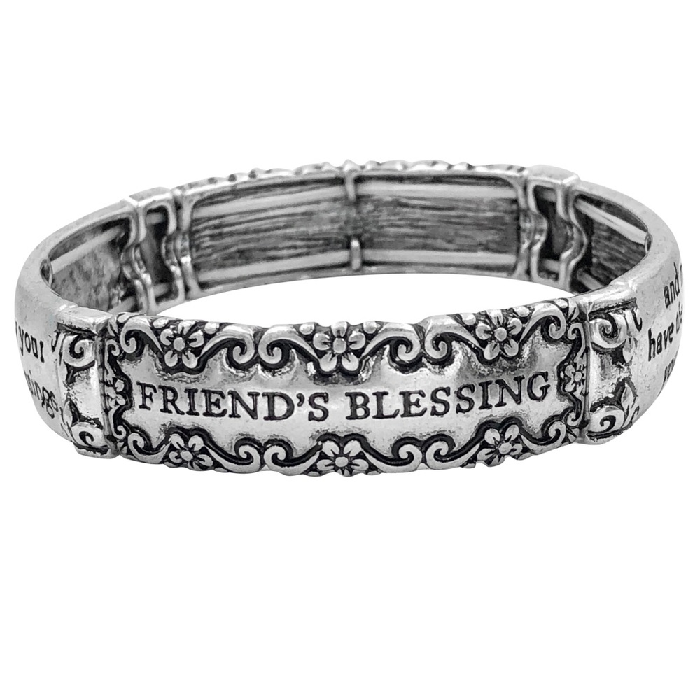 Friend’s Blessing Silver Inspirational Gift Stretch Bracelet